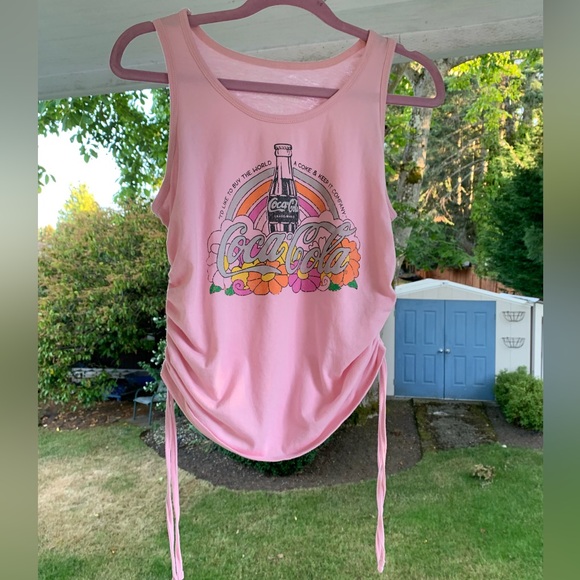 Coca Cola pink ruched tank top - Picture 3 of 9
